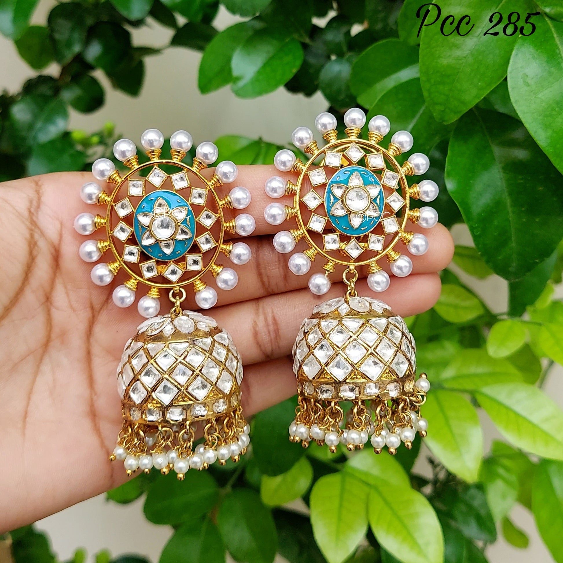 Buy Gold Plated Pink Kundan Jhumkas 1 by Designer PREETI MOHAN Online at  Ogaancom