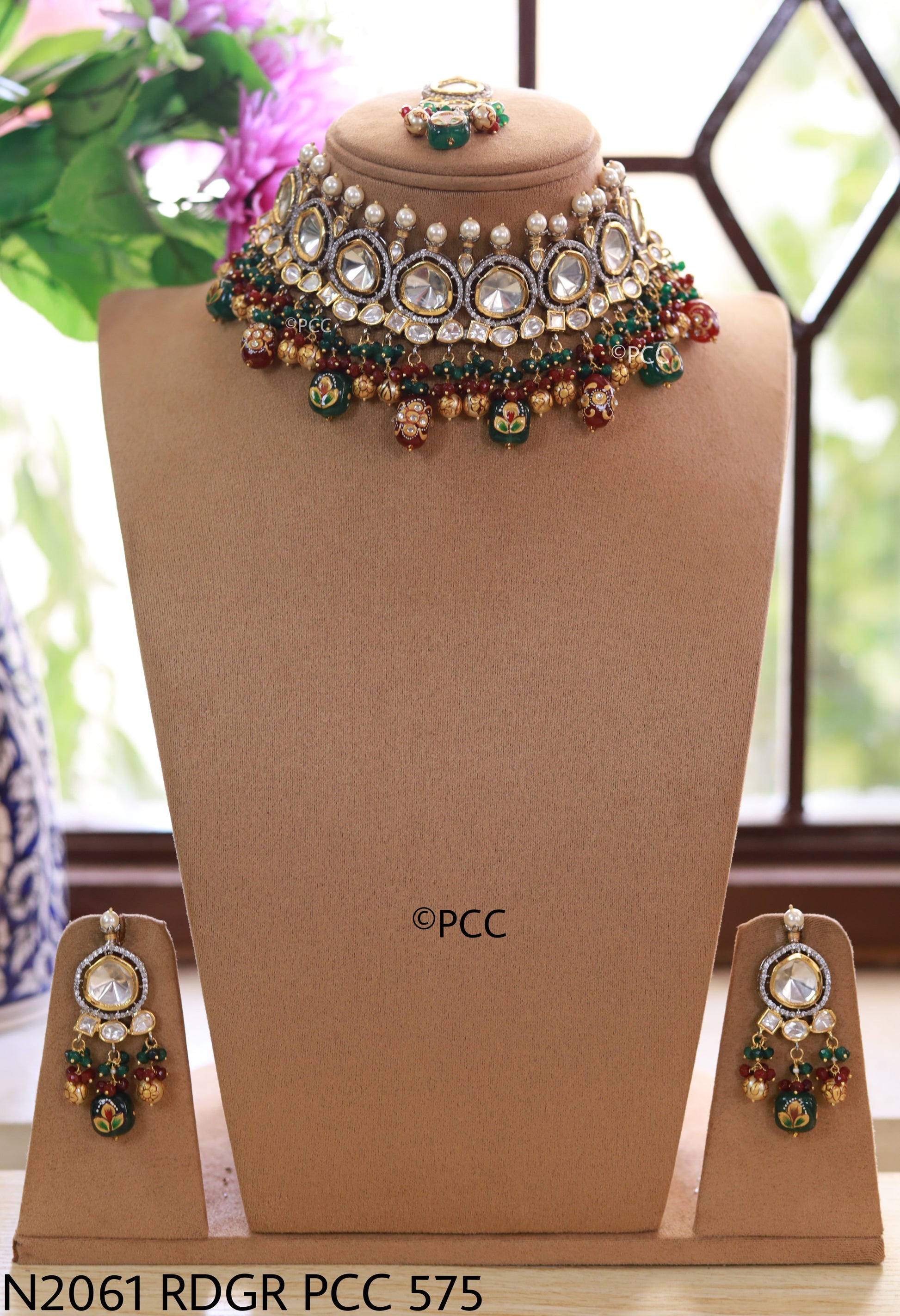 Handmade Polki Kundan Rajasthani Necklace Set