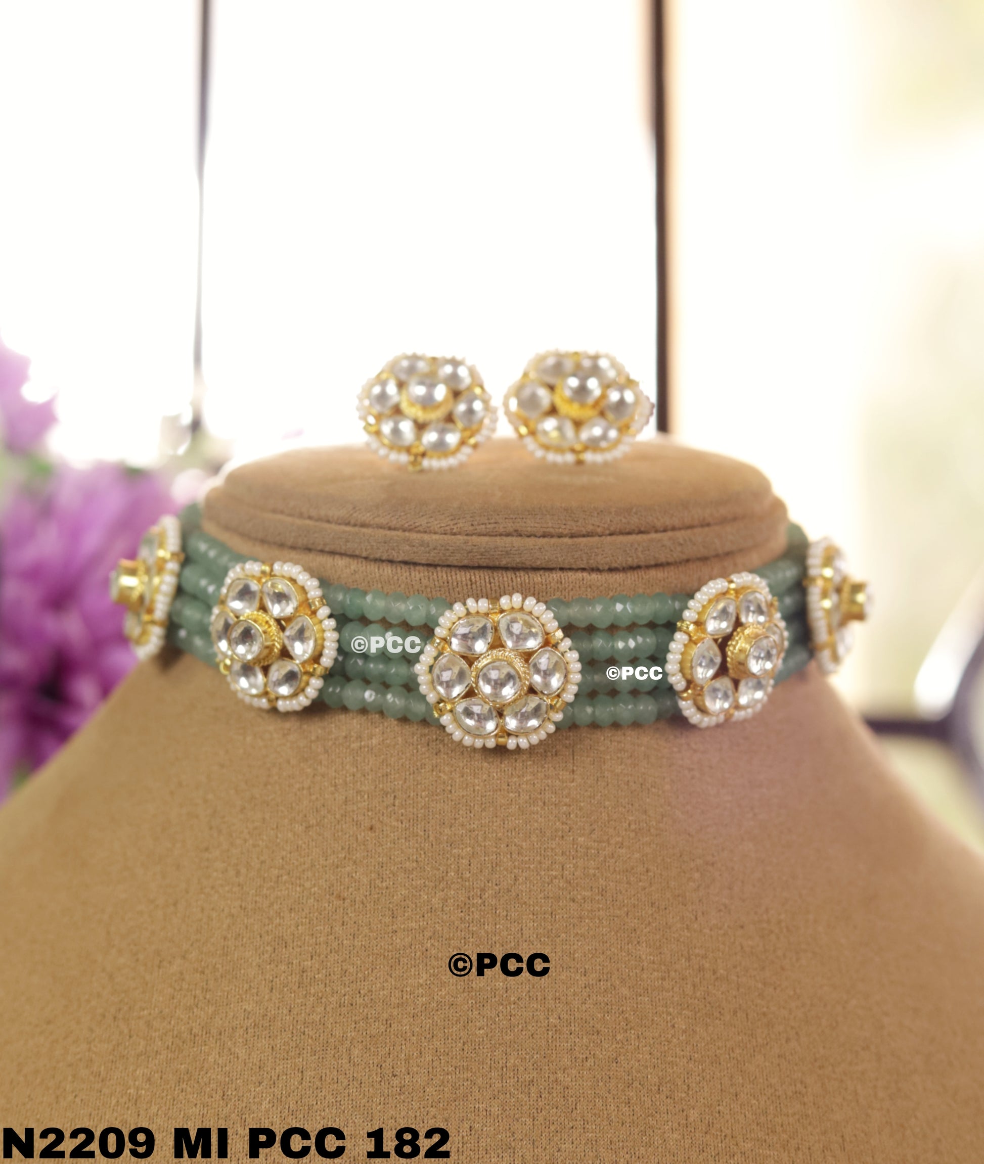 Blossoming Beauty Kundan and Pearls Flowers Choker Set with stud Earring