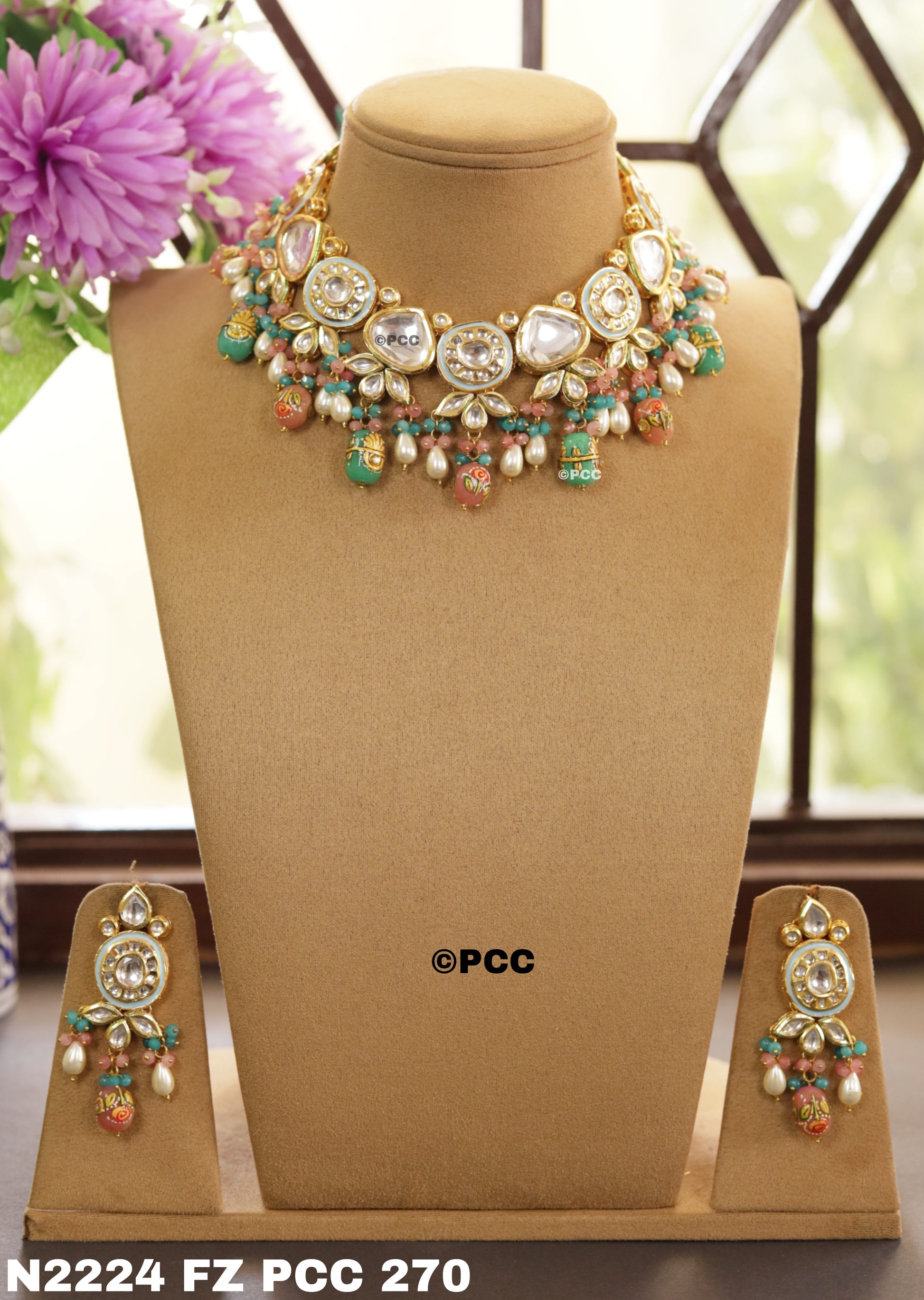 Handmade Traditional Meena Kundan Necklace & Earrings Set