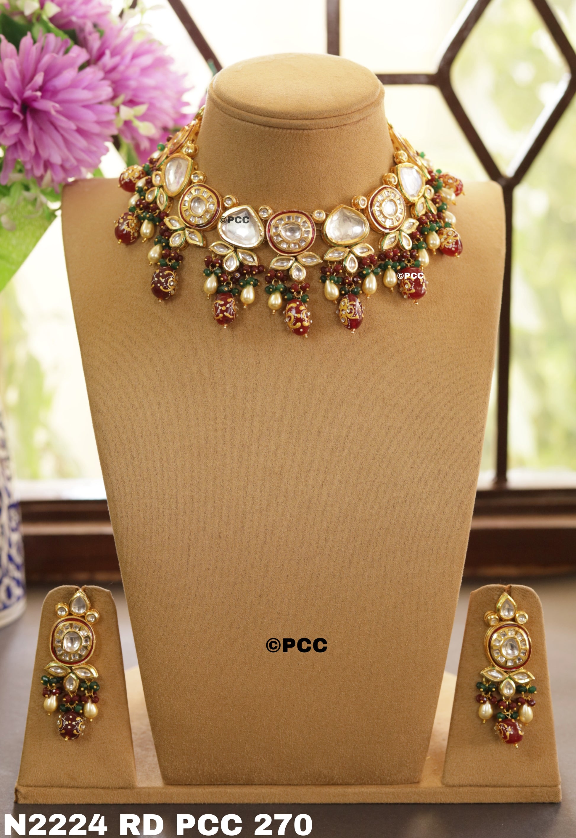 Handmade Traditional Meena Kundan Necklace & Earrings Set