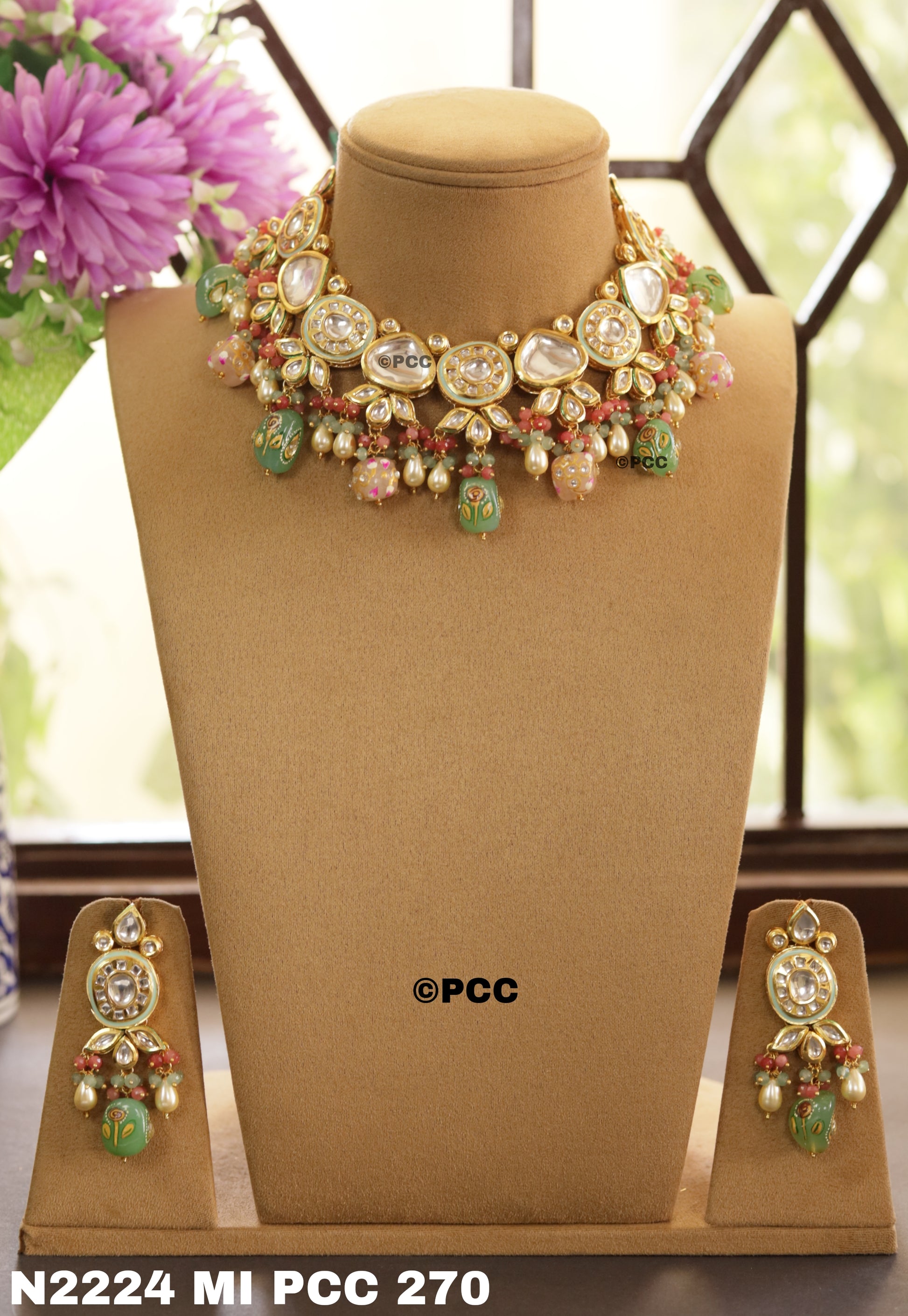 Handmade Traditional Meena Kundan Necklace & Earrings Set