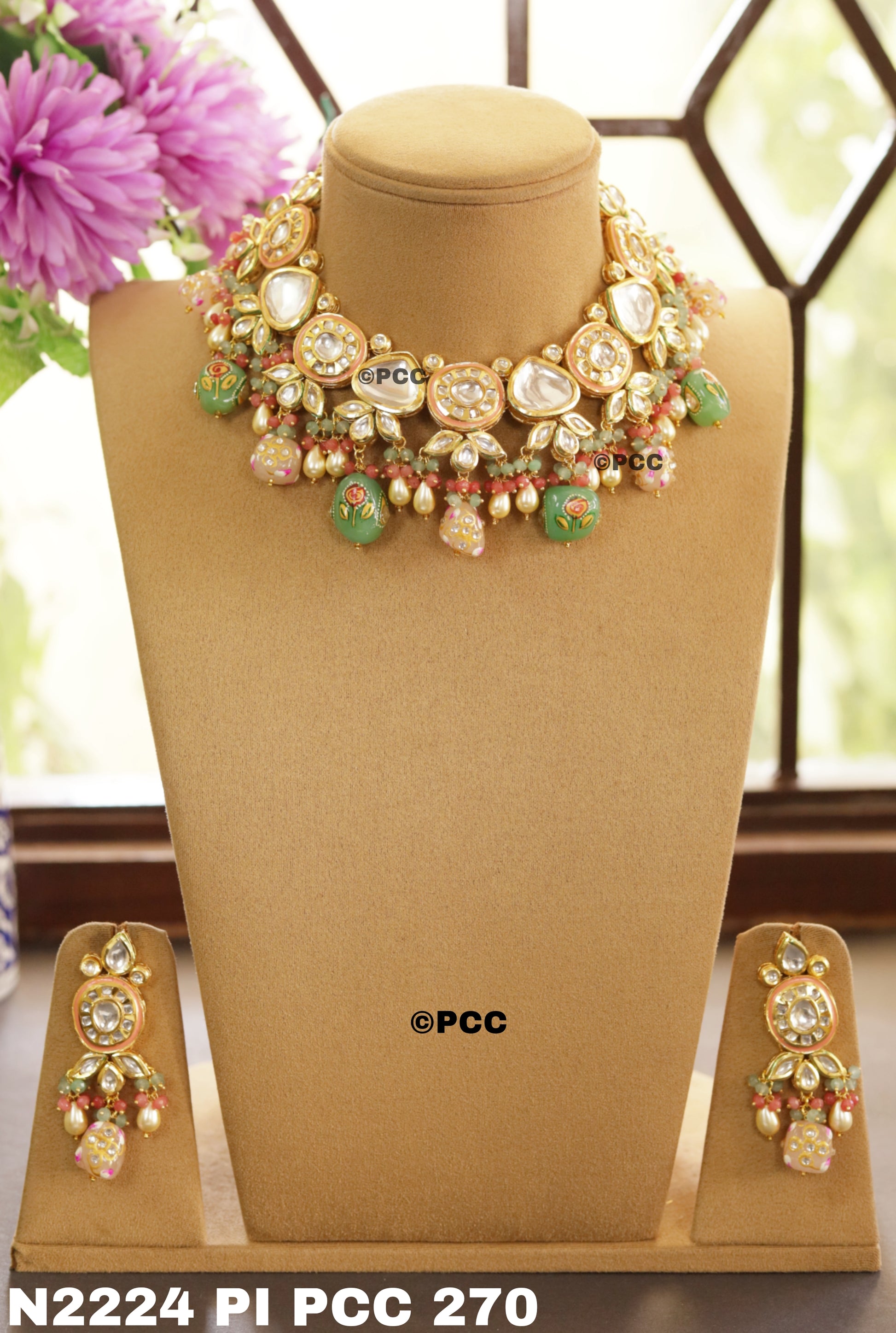 Handmade Traditional Meena Kundan Necklace & Earrings Set