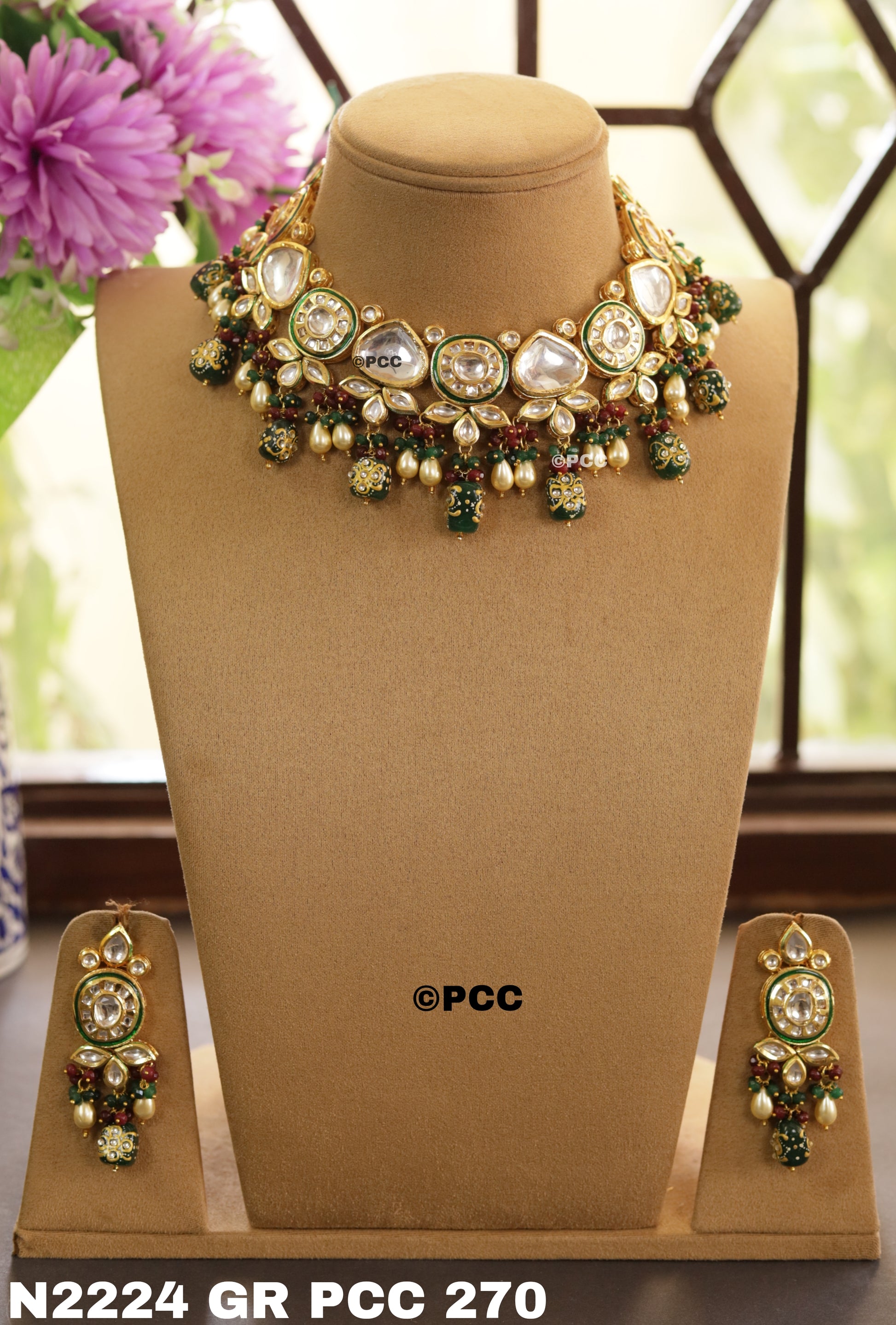 Handmade Traditional Meena Kundan Necklace & Earrings Set