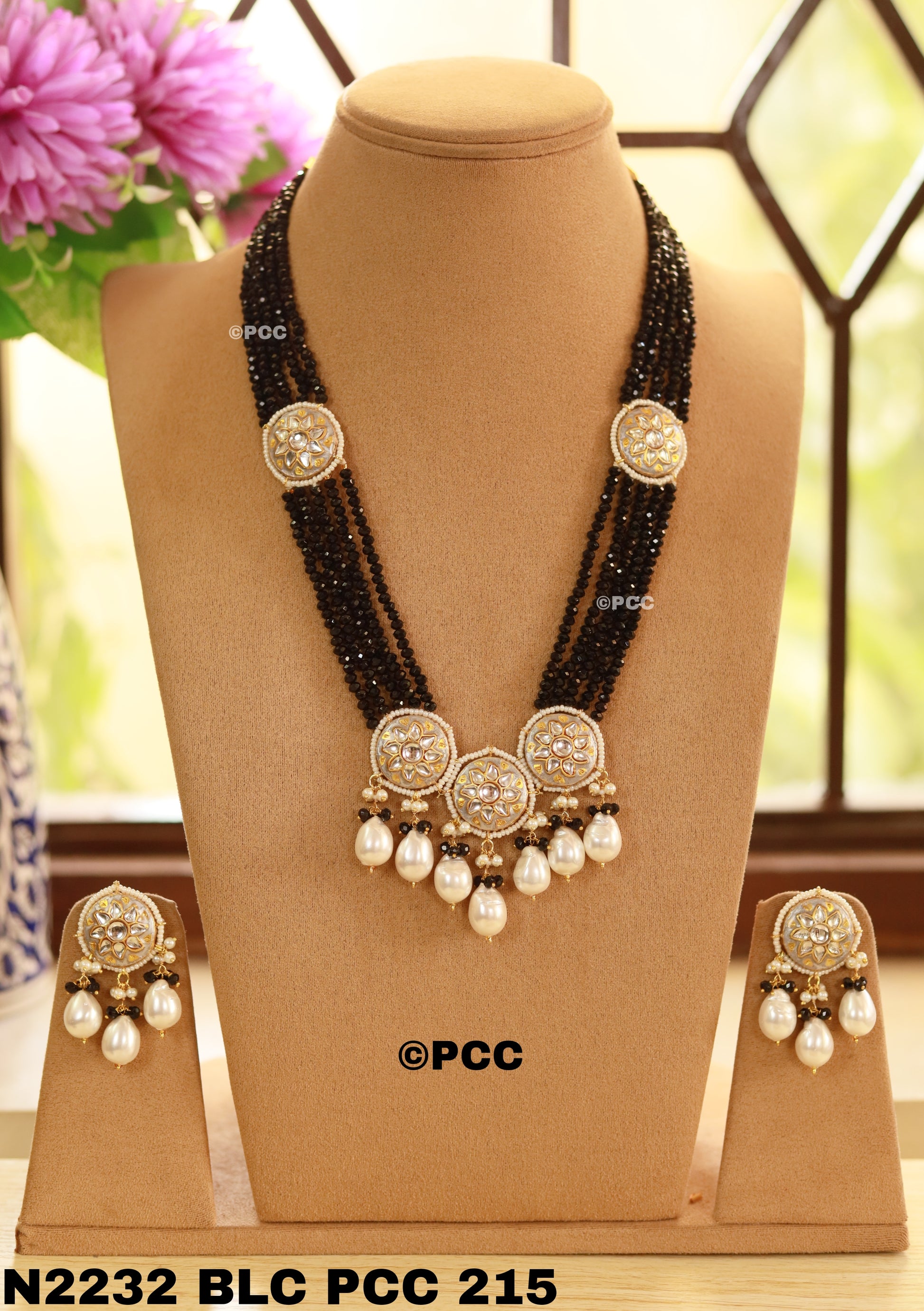 Handmade Kundan Mala Style Necklace Set With Earrings