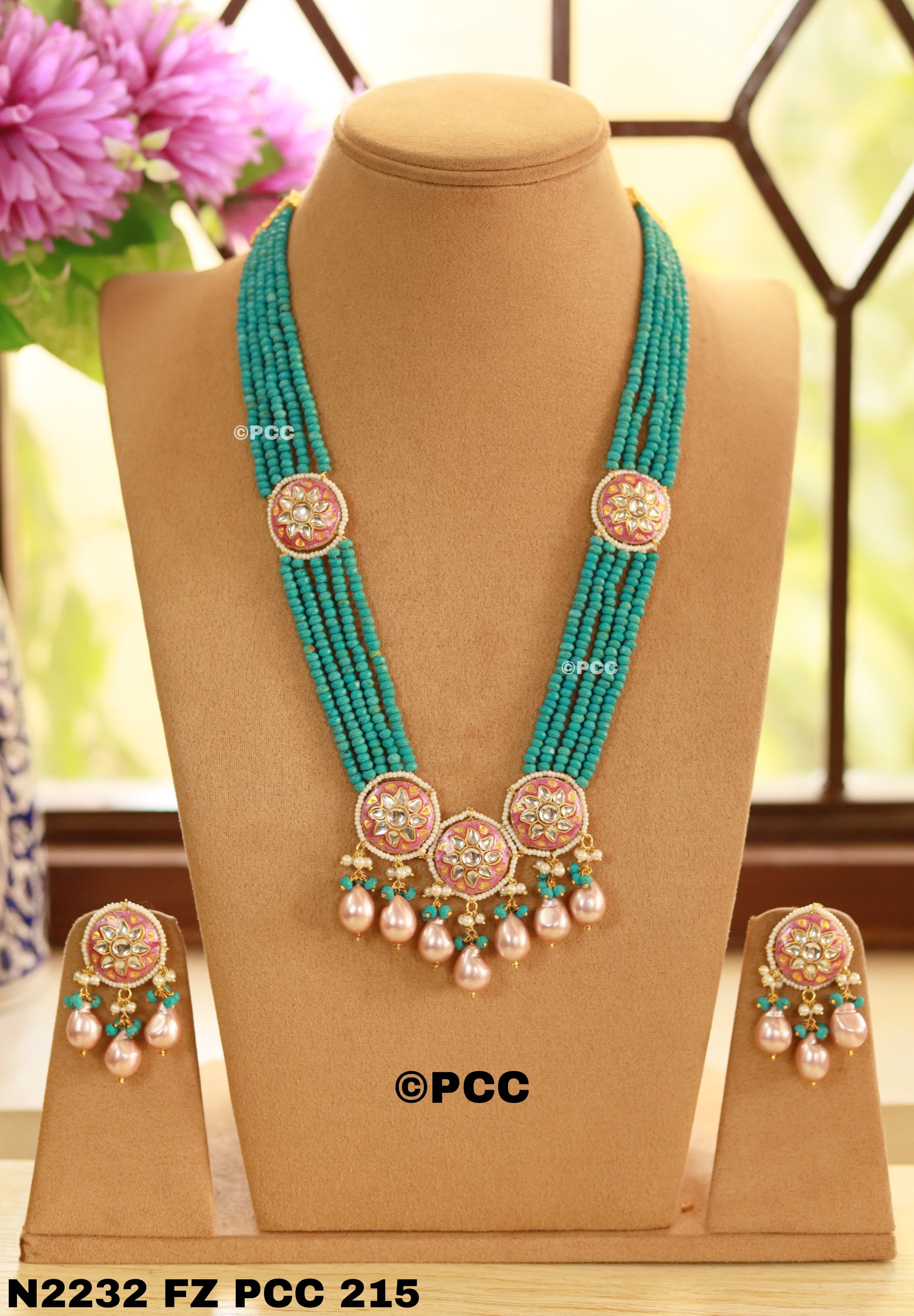 Handmade Kundan Mala Style Necklace Set With Earrings