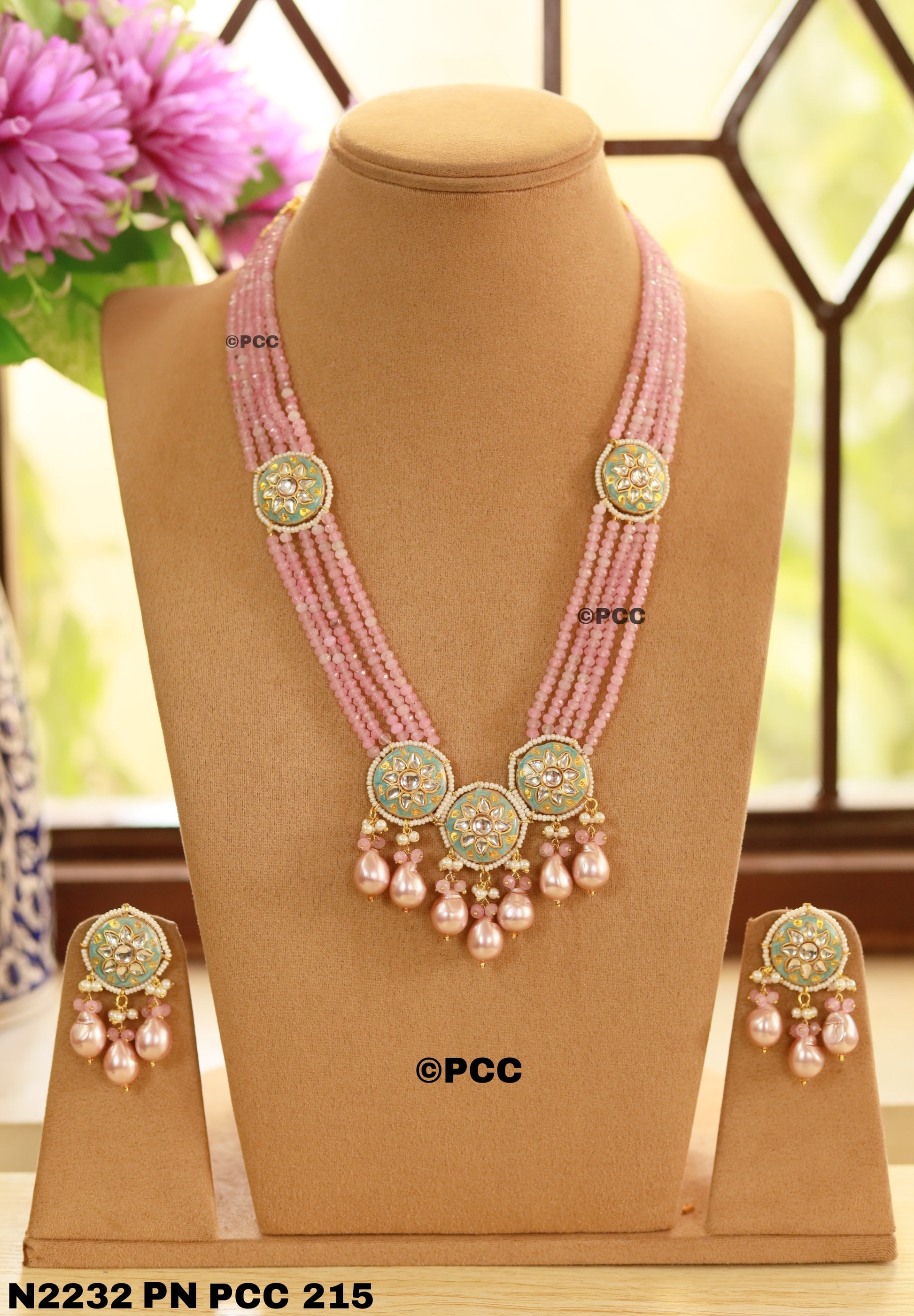 Handmade Kundan Mala Style Necklace Set With Earrings