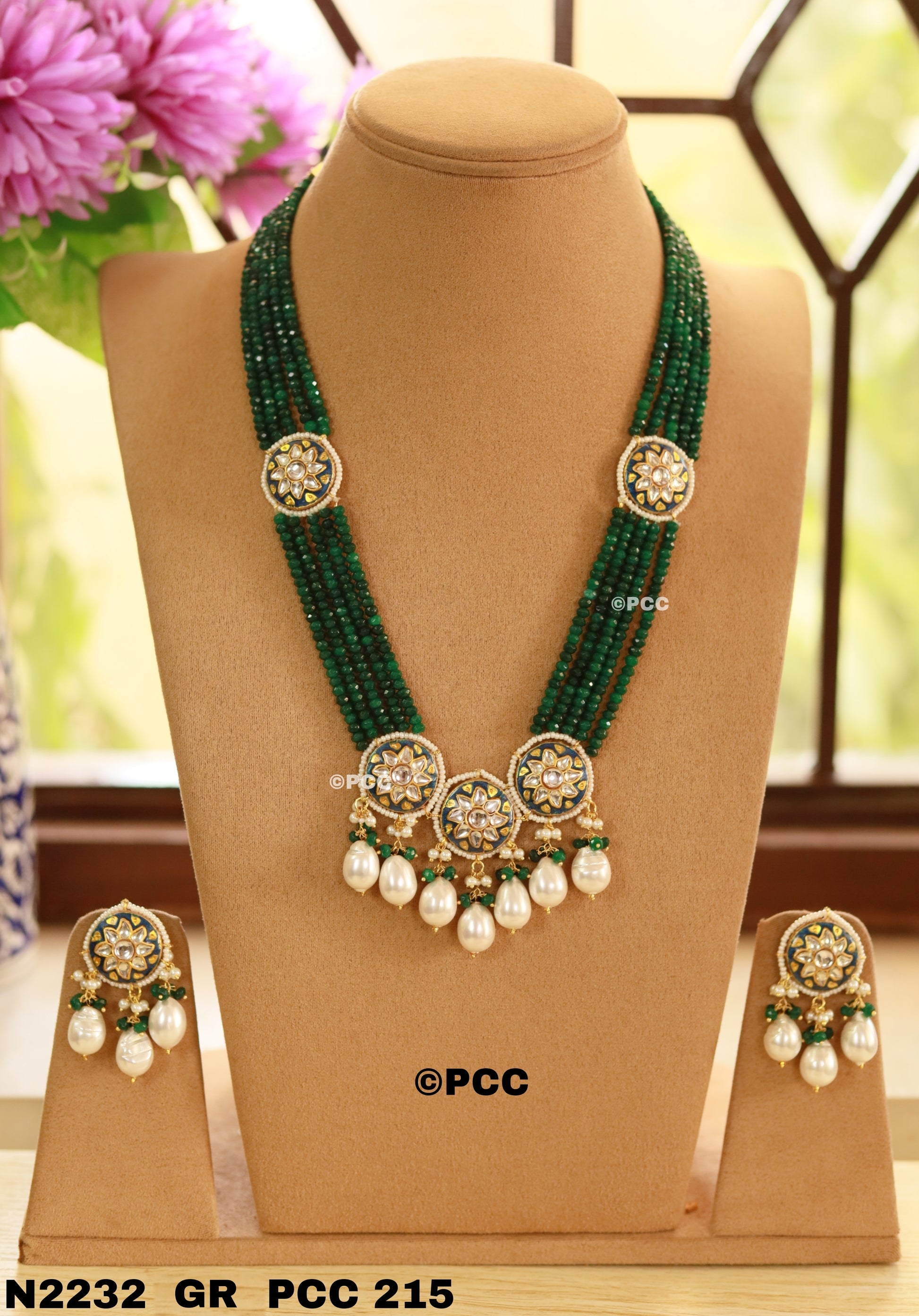 Handmade Kundan Mala Style Necklace Set With Earrings