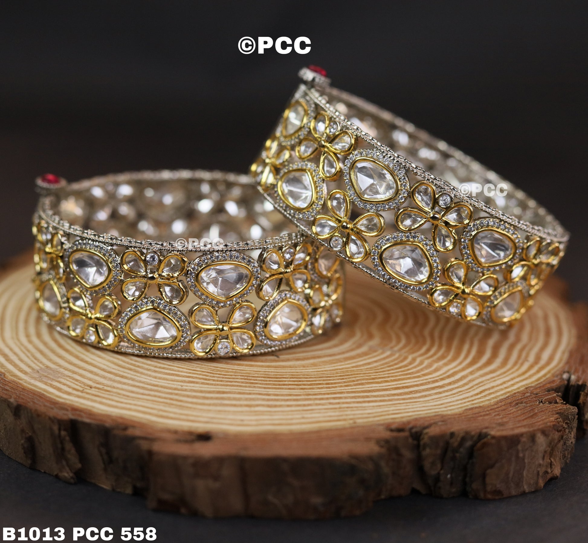 Gold Plated Kundan Polki Bangle