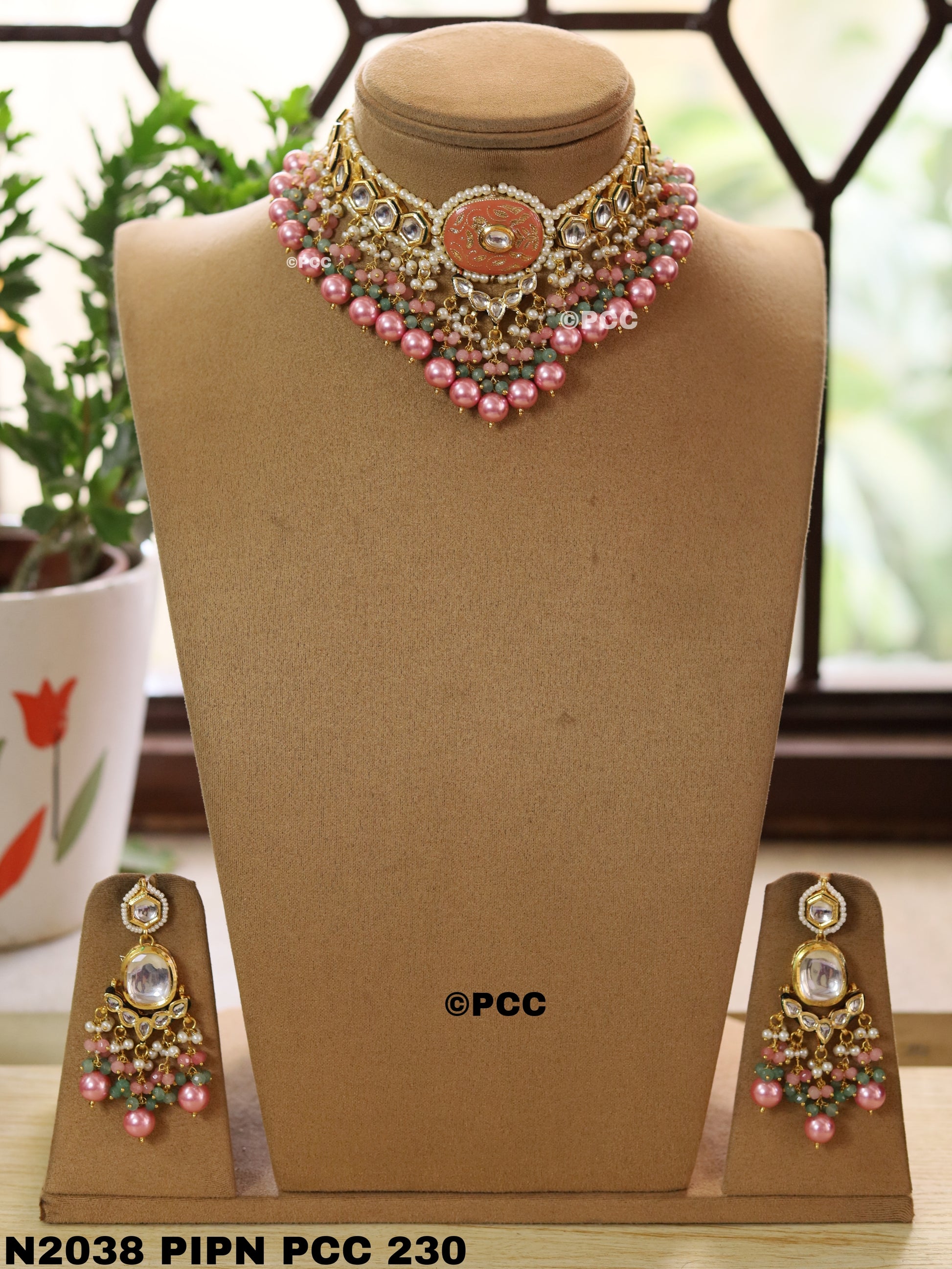 Rajasthani Traditional Handmade Kundan Choker Necklace with earrings set