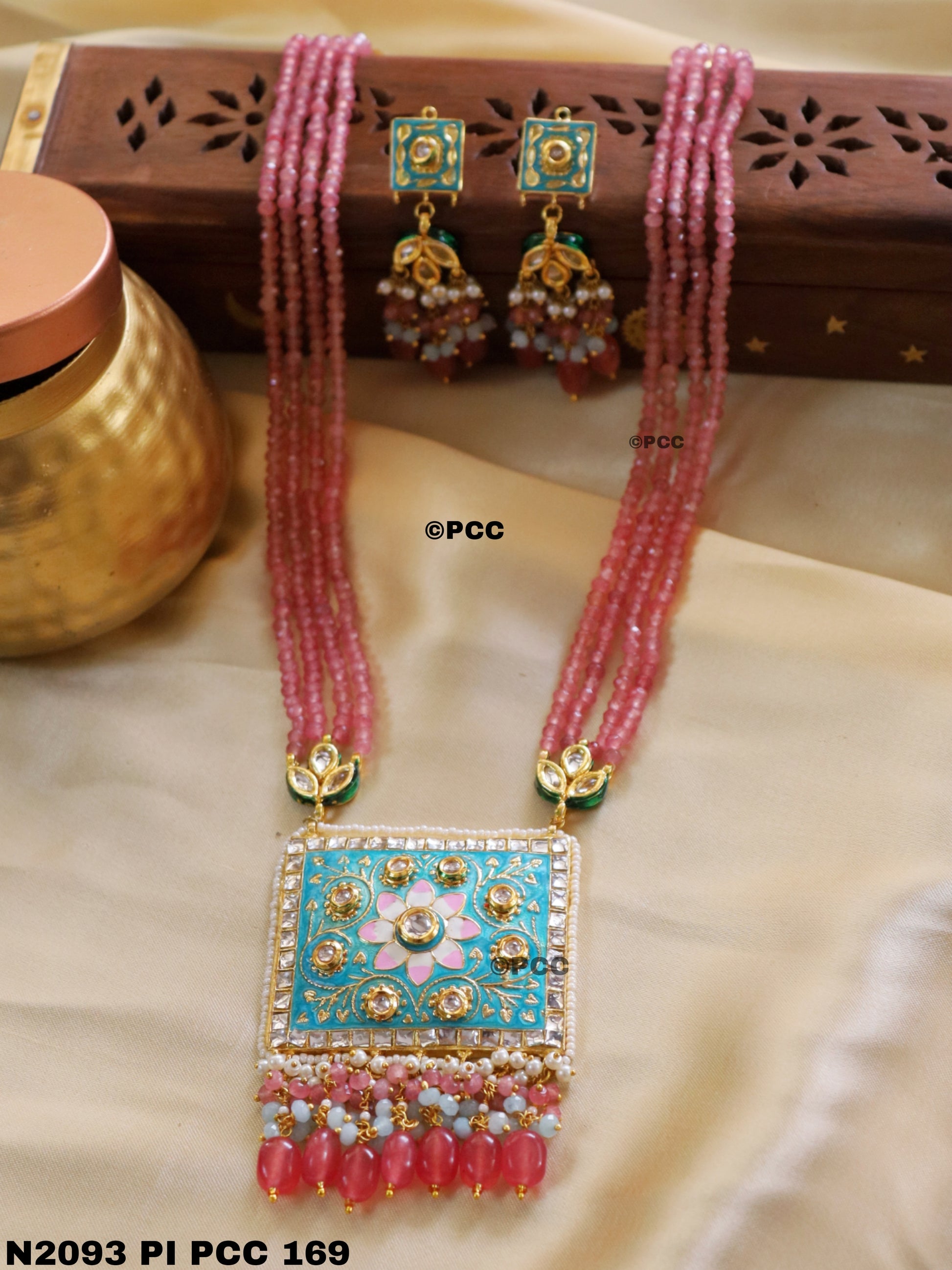 Handmade Kundan Necklace Set Mala Style jewelry