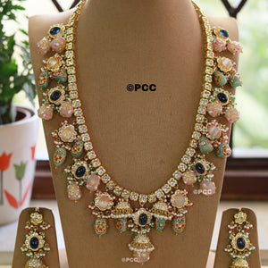 Handmade Long Kundan Necklace Set Rajasthani Traditional Jewelry