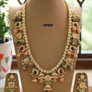 Handmade Long Kundan Necklace Set Rajasthani Traditional Jewelry