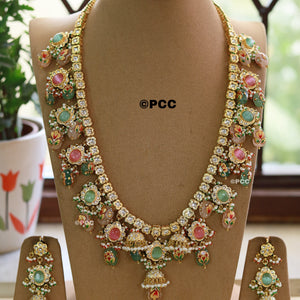 Handmade Long Kundan Necklace Set Rajasthani Traditional Jewelry