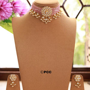 Kundan & Pearls Flowers Choker Necklace & earring Set