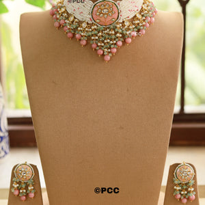 Royal Garden Kundan and Pearls Choker Necklace Set