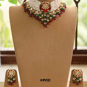 Royal Garden Kundan and Pearls Choker Necklace Set