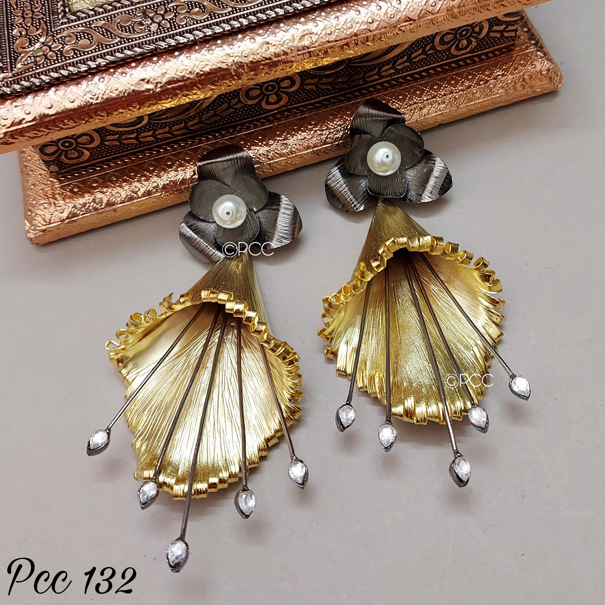 Two Tone Lily Flower Earrings