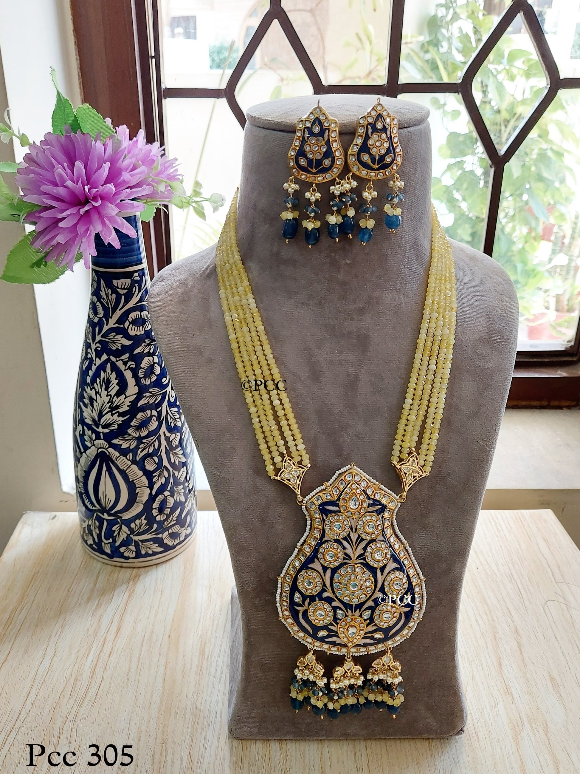 Kundan Meena Pandent Necklace